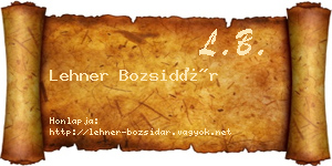 Lehner Bozsidár névjegykártya